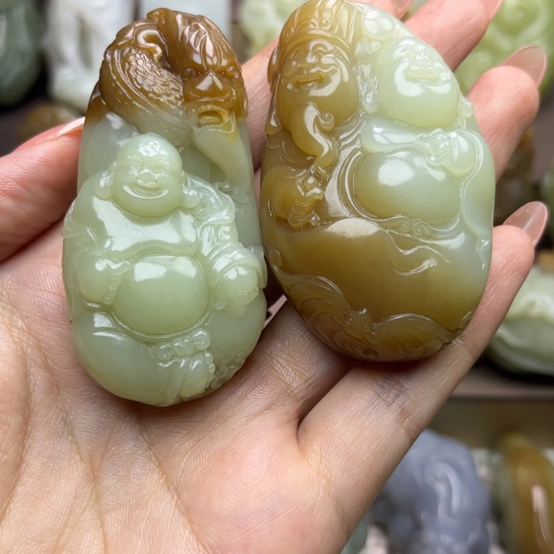 淡***福和田玉未镶嵌把件