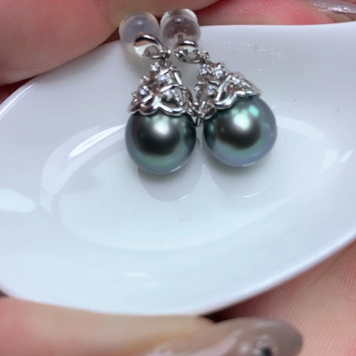 银S925镶嵌耳饰海水珍珠
