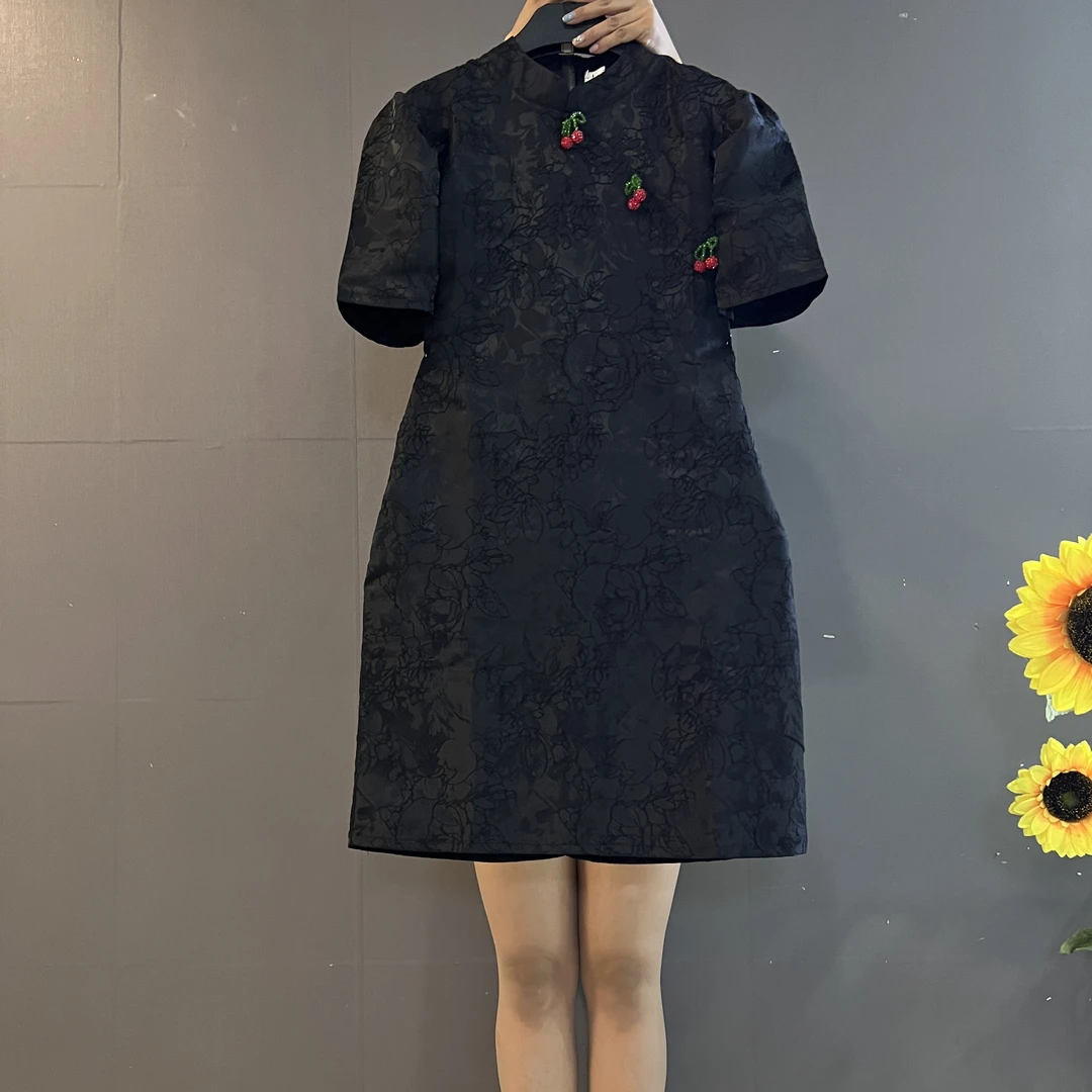 新中式国风复古提花设计气质优雅知性时尚显瘦旗袍裙