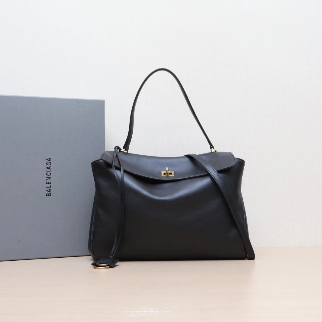 95新 Balenciaga/巴黎世家 【小花Han】Rodeo 中号 黑色 皮革C 包