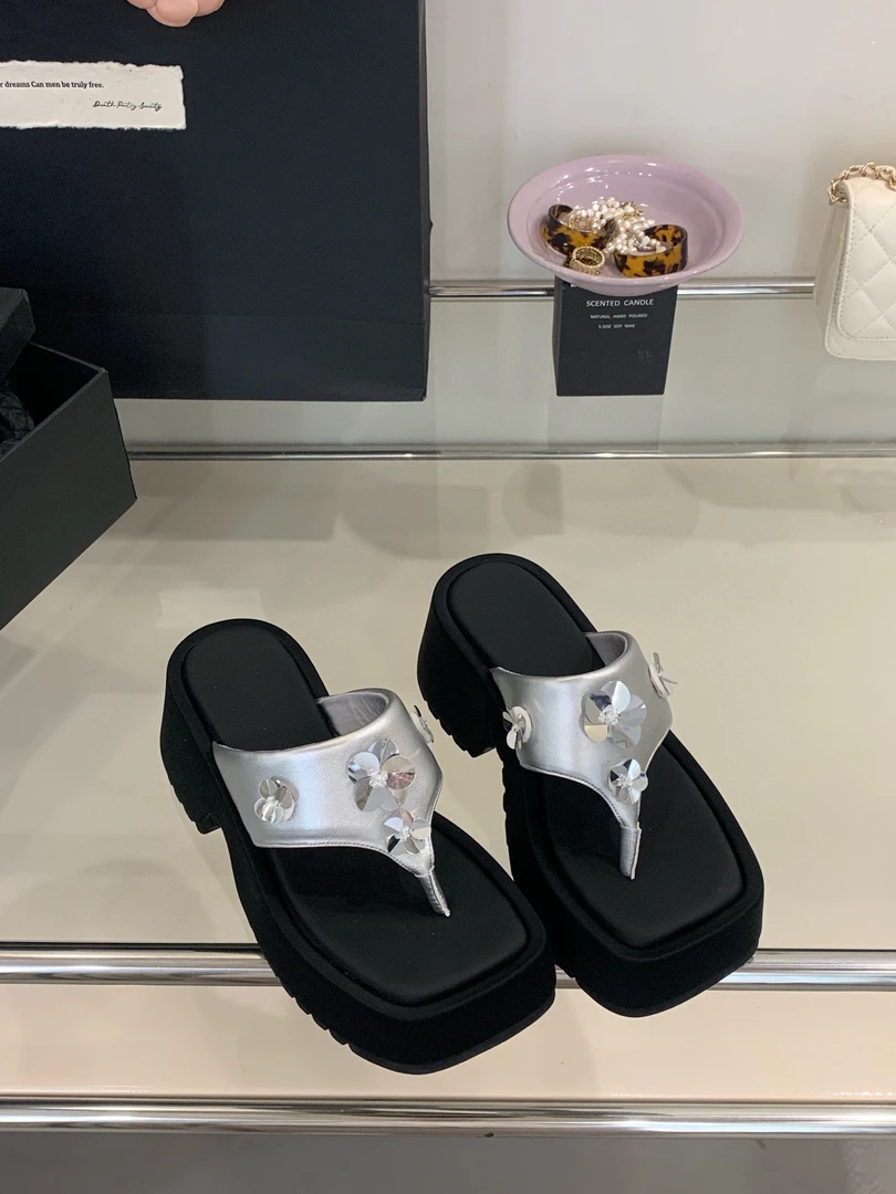 拼色亮片方头包头凉鞋时装凉鞋沙滩鞋休闲欧若精灵风163-65