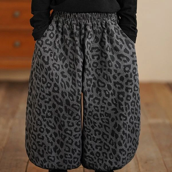 砚台家童装森系儿童豹纹灯笼裤秋冬款男女童宽松长裤婴儿束脚裤子