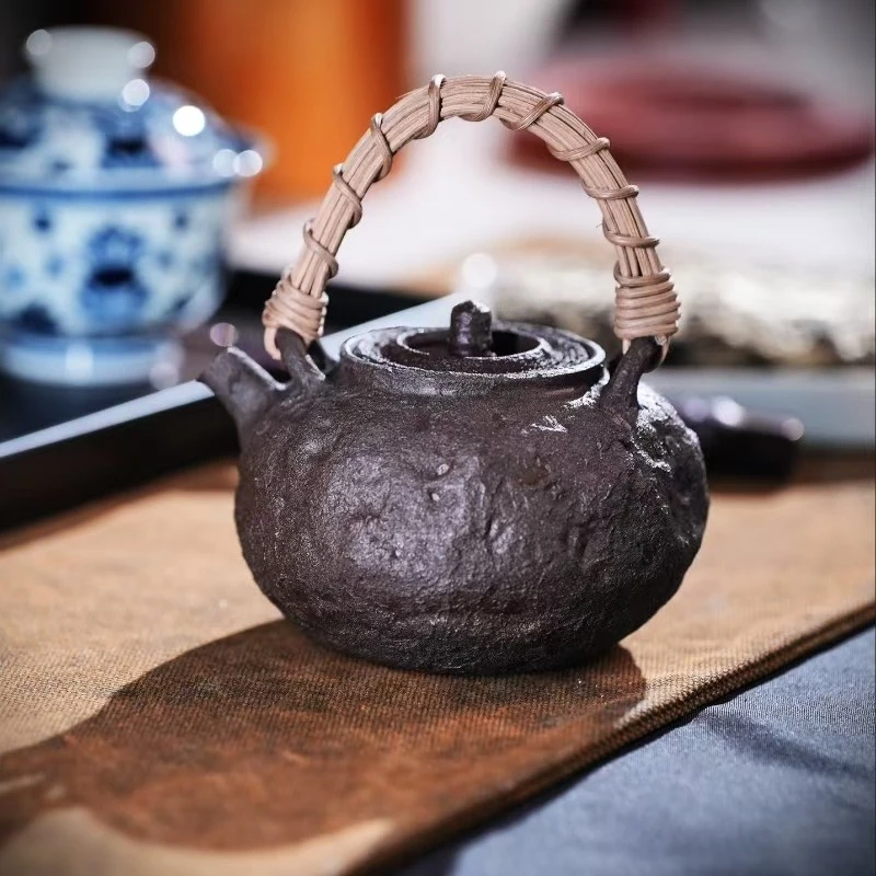 【紫砂全手】煮茶泡茶手工紫砂壶280ml提梁壶可明火炭火电陶炉烧水