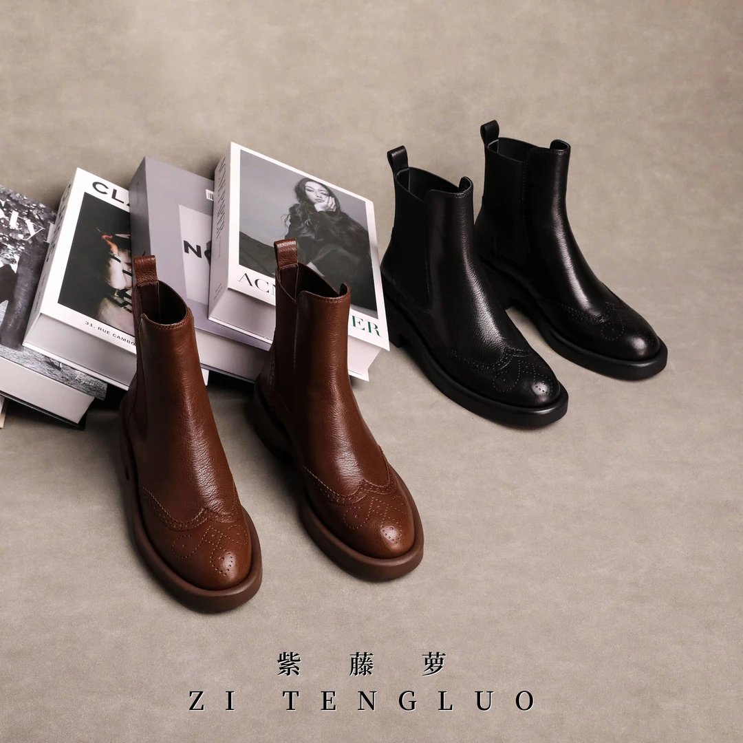 ZiTengLuo/25年早秋季新款切尔西马丁女短靴2295-501