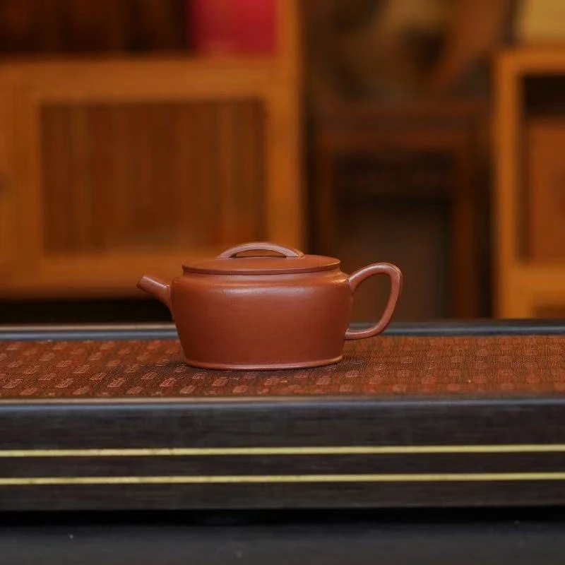 XJ朱砂【瓦当220CC】宜兴黄龙山原矿手工紫砂壶