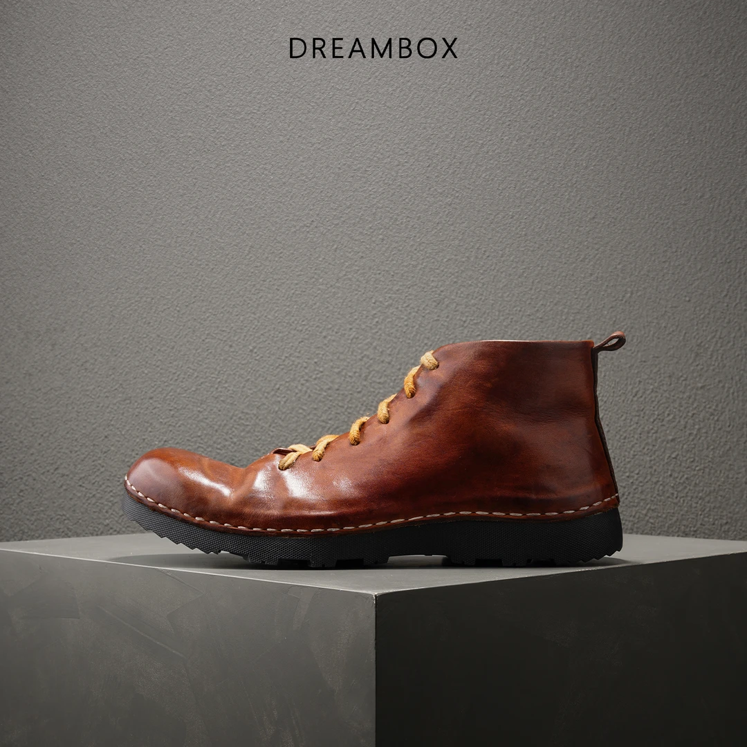 dreambox钧博英伦风马皮高帮复古皮靴2025新款秋冬时尚百搭马丁靴