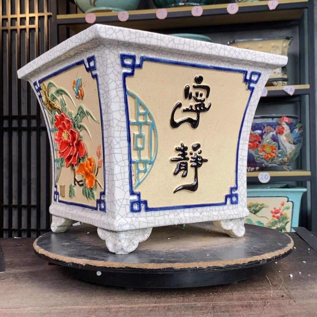 红陶手****干白色方盆瑕疵