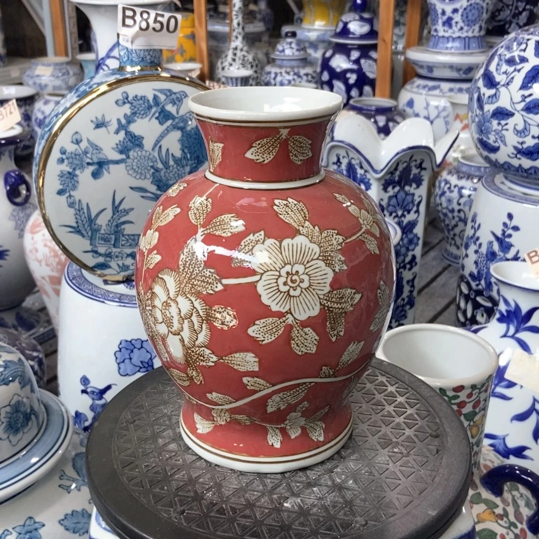 摆件花瓶手绘釉下彩