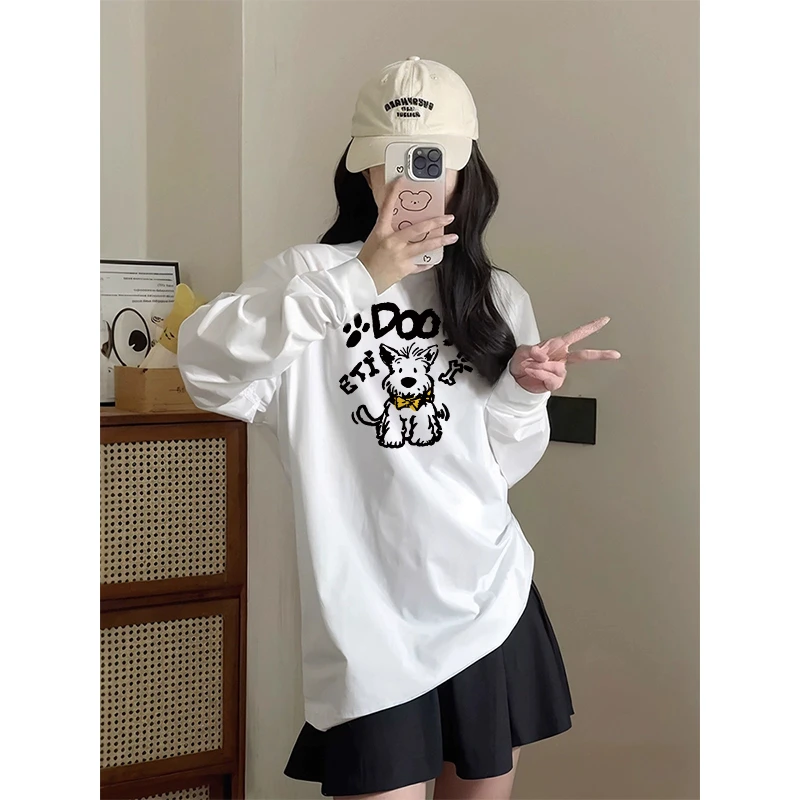 2025新款白色小众慵懒风休闲上衣秋冬季漂亮宽松洋气长袖T恤女装