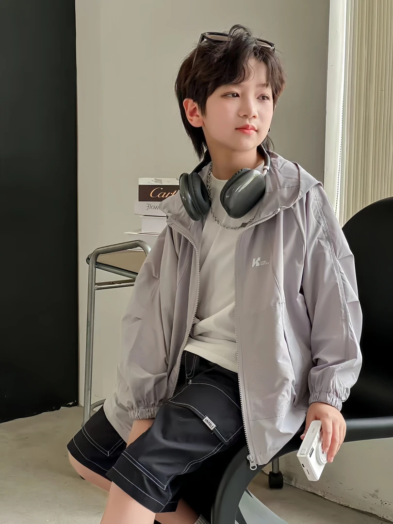 【小哥穿搭】男童夏季透气防晒衣空调衫薄款时尚外套连帽韩版88136