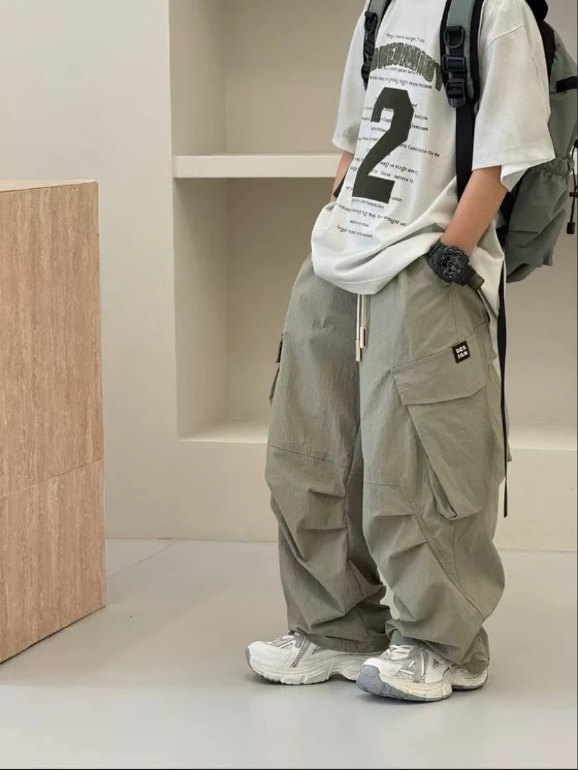 男童2025春夏新款纯棉工装裤儿童休闲青少年早秋宽松痞帅休闲裤潮