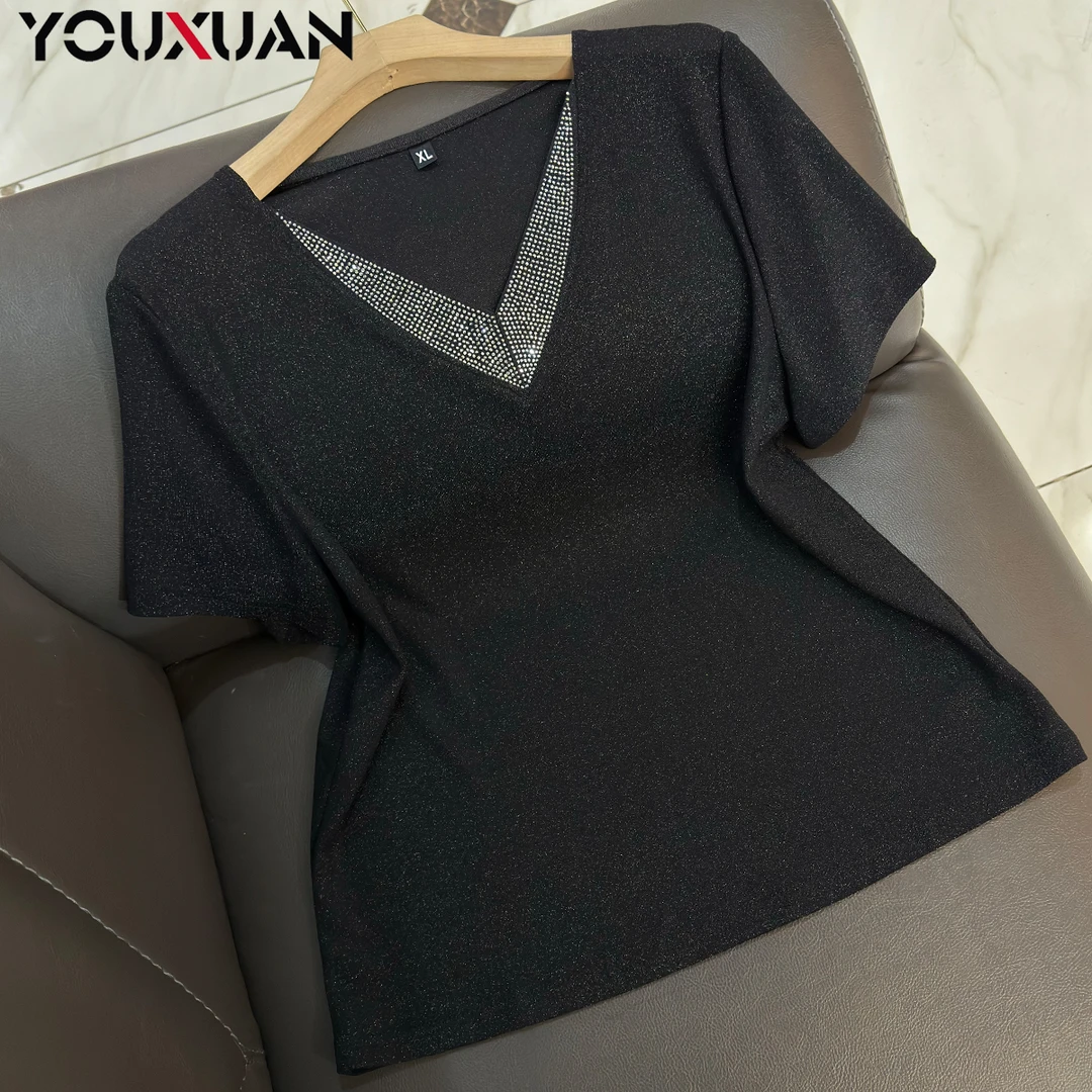 春夏季新品女士短袖花边领休闲T恤上衣女装时尚V领小衫卫衣63613