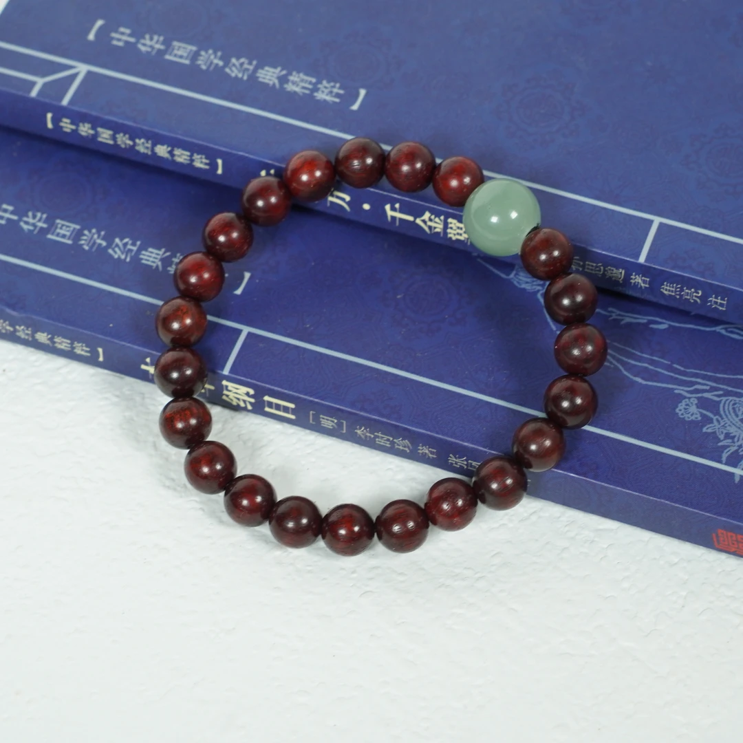 【小莲叙】天然小叶非洲紫檀8MM单圈手串搭配玛瑙转运木制文玩