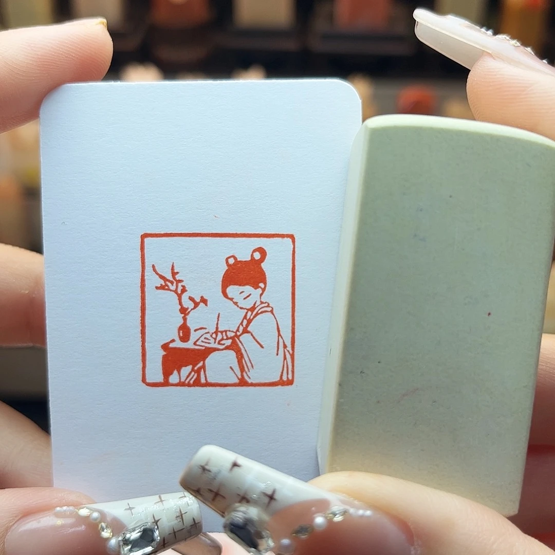 寿山石印石仕女图2.5