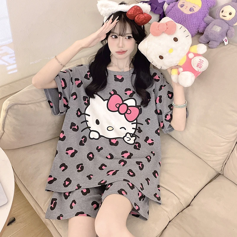 纯棉睡衣女士夏季短袖薄款甜美卡通可爱大码学生可外穿家居服套装