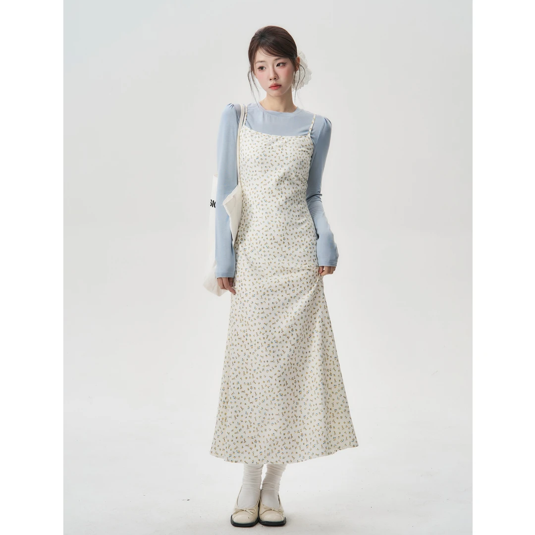 【小野莓】春季韩系甜美气质修身显瘦法式碎花吊带裙子BL46971
