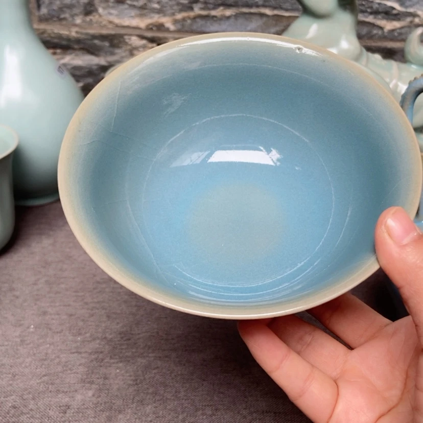 【闪购商品】碗原矿天蓝釉瑕汝瓷