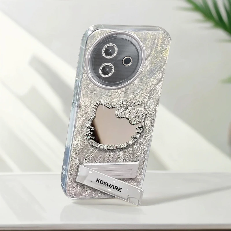 自带镜头膜VIVOY300i手机壳V2444A软壳全包y300i镶钻kt猫镜子羽纱