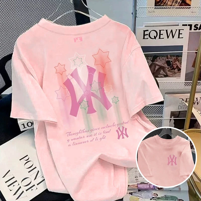 【6-4彩】大版T恤2025纯棉男女同款纯棉T恤短袖t恤学生夏季ins潮牌