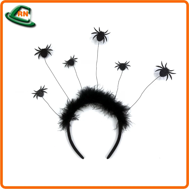 欧美网红个性舞台万圣节羽毛蜘头箍 黑色格利特蝙蝠头箍