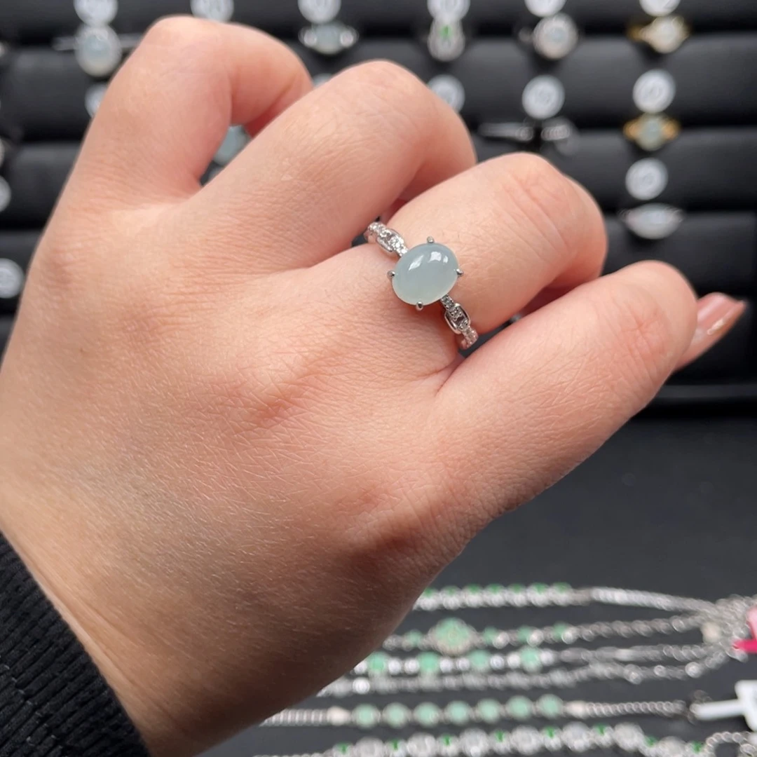 翡翠戒指银S925镶嵌戒指