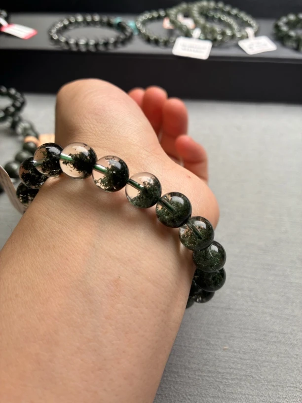 巴西天然绿幽灵聚宝盆水晶手链精美手串  10mm