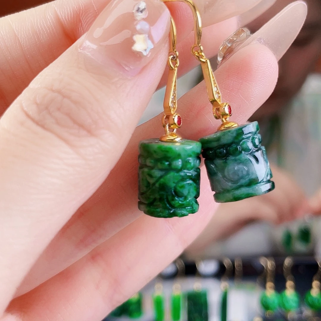 翡翠银S925镶嵌耳饰