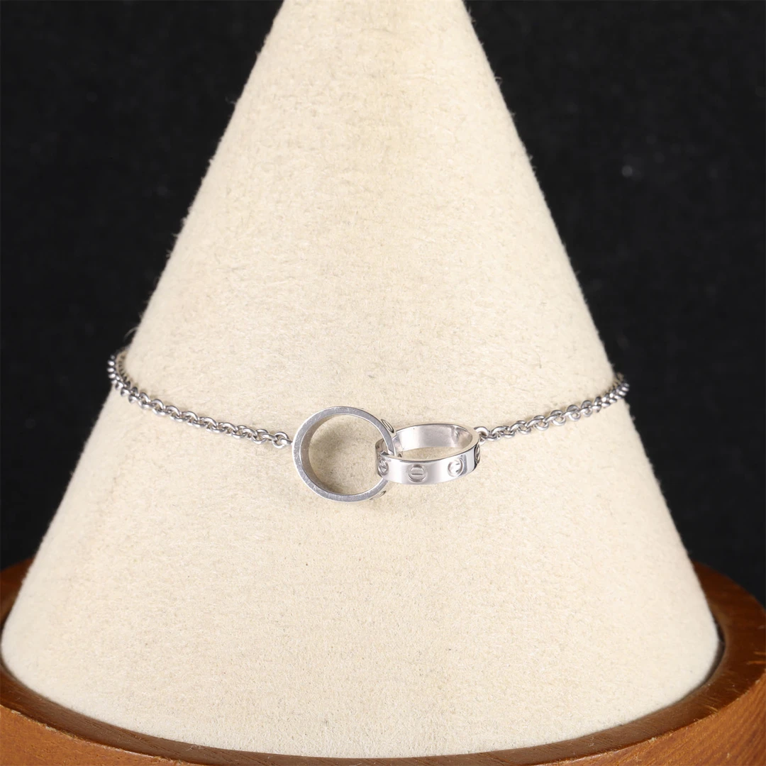 99新 Cartier/卡地亚 XF 小花柳 LOVE 18K金 双环手链 S-M码