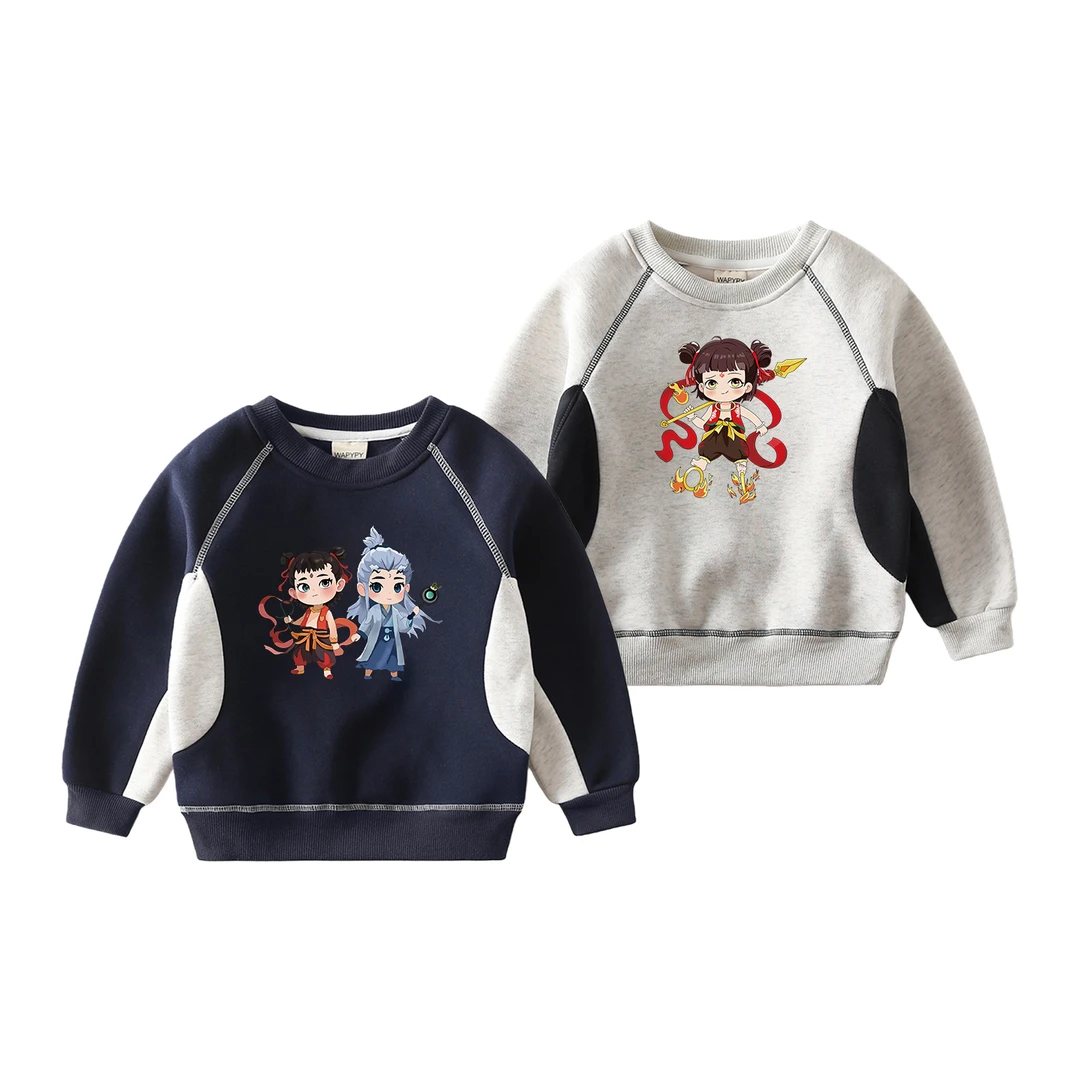 哪吒敖丙童装圆领卫衣春秋新款儿童休闲套头衫宝宝洋气拼接上衣