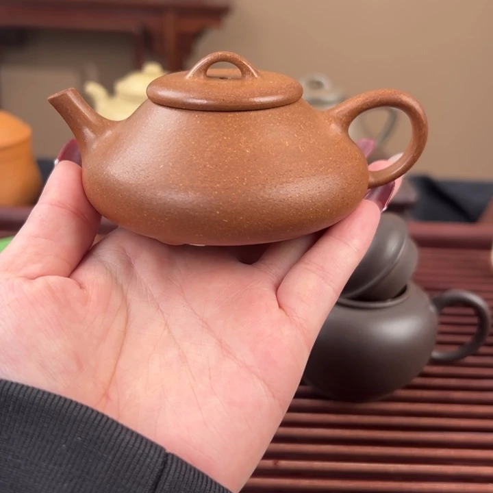 紫砂茶壶桃花泥小矮瓢130cc