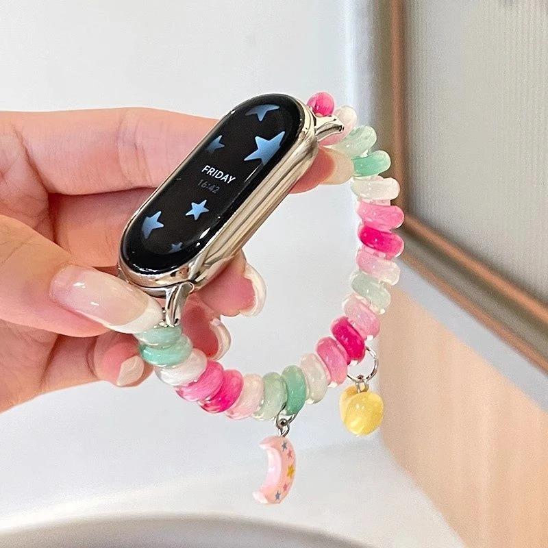 适用小米手环10/9nfc彩虹多巴胺89765pro可爱弹力发圈红米5/4腕带