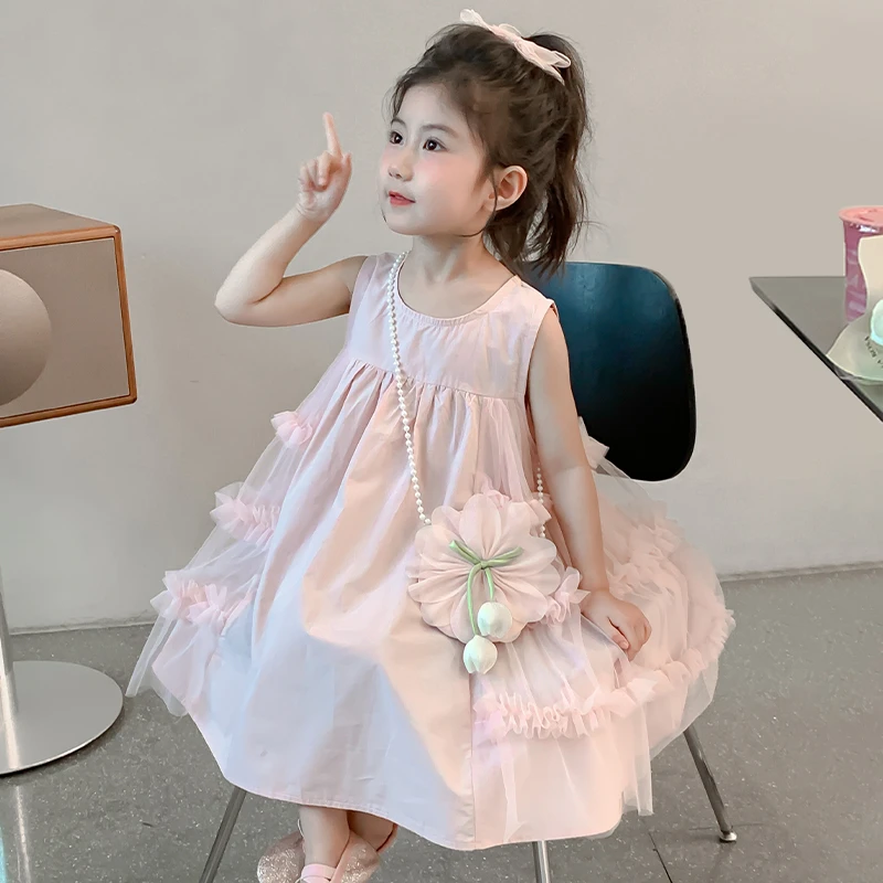 女童连衣裙夏季2025新款洋气女孩小公主裙子女宝宝休闲背心裙夏装