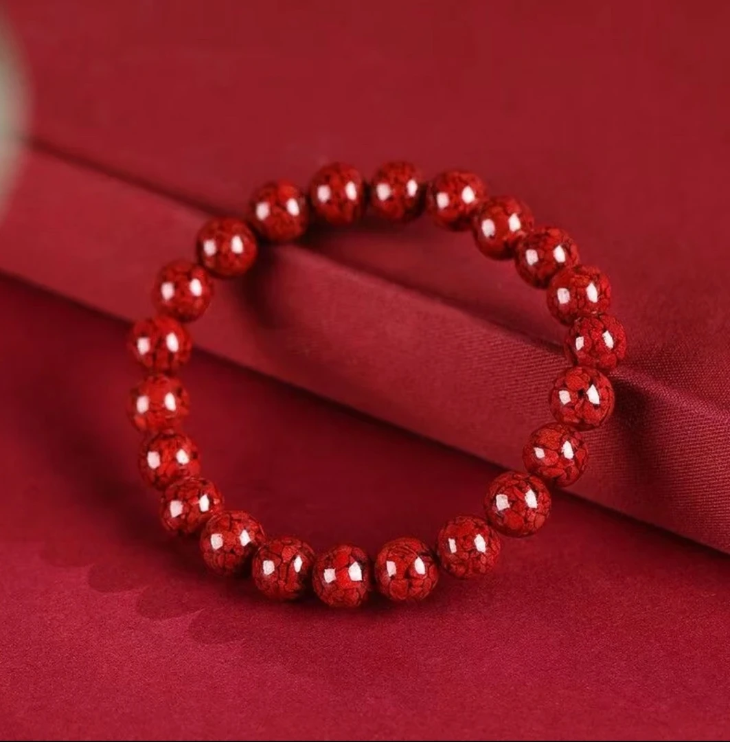 含辰砂工艺品晶体砂素圈6mm手链经典百搭红色手串