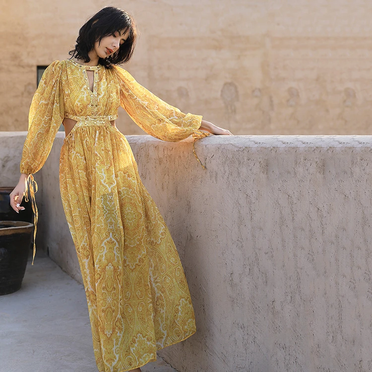 2025春夏季新款旅行穿搭性感沙滩裙海边度假长款雪纺显瘦女裙602