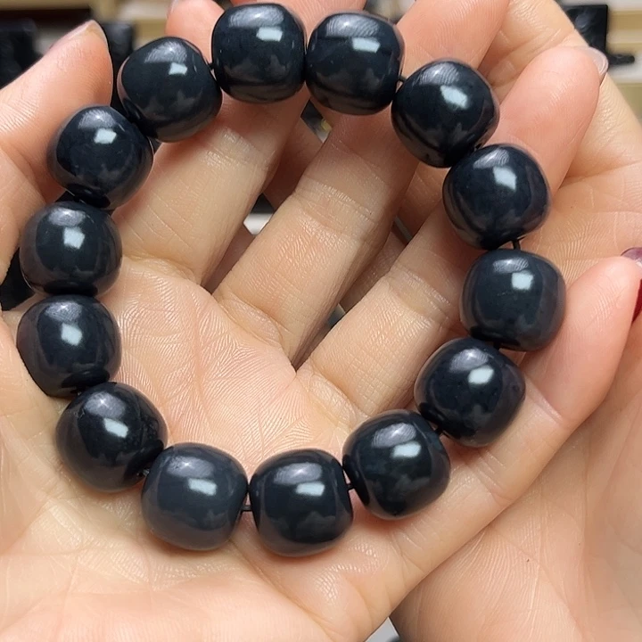 和田玉（墨玉）未镶嵌手链卡16老型福利款