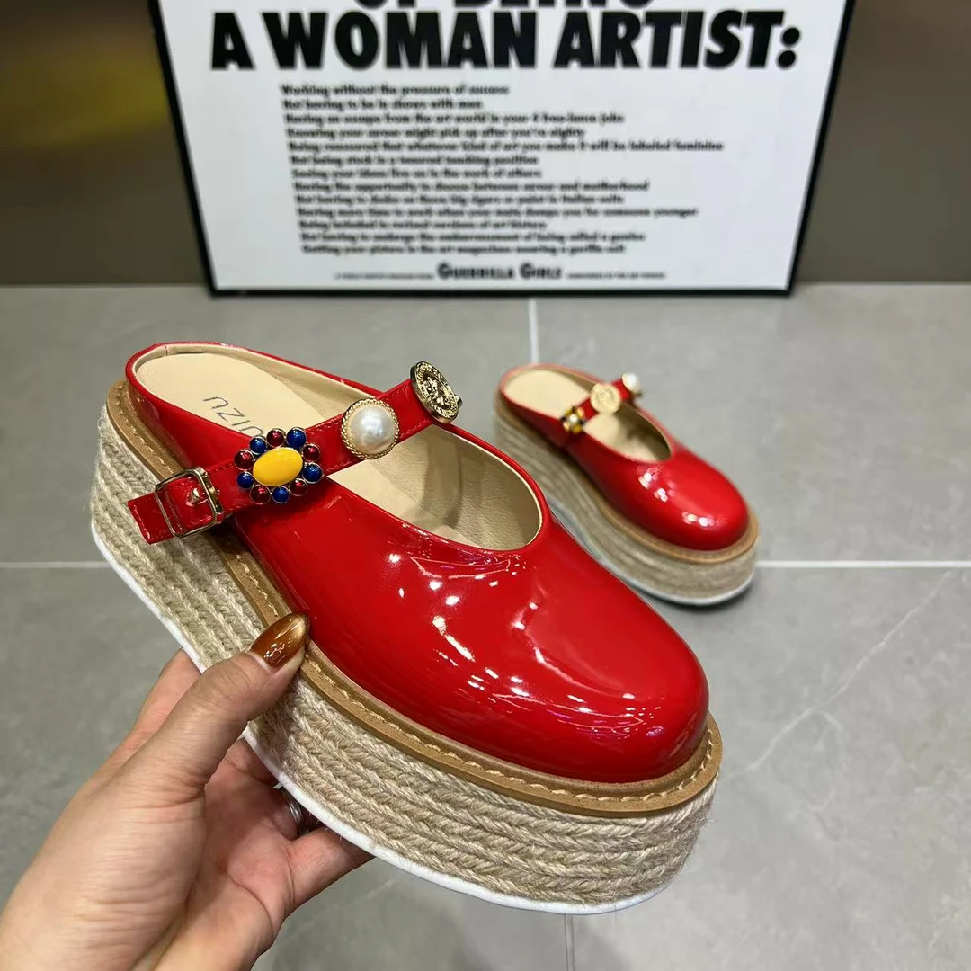 主播推荐2025年（优雅麻底）309-1厚底时尚潮流包头拖