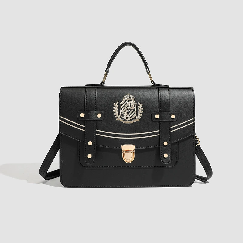 新款高级感JK制服包通勤斜挎学院风包包剑桥包黑色复古冬季包包