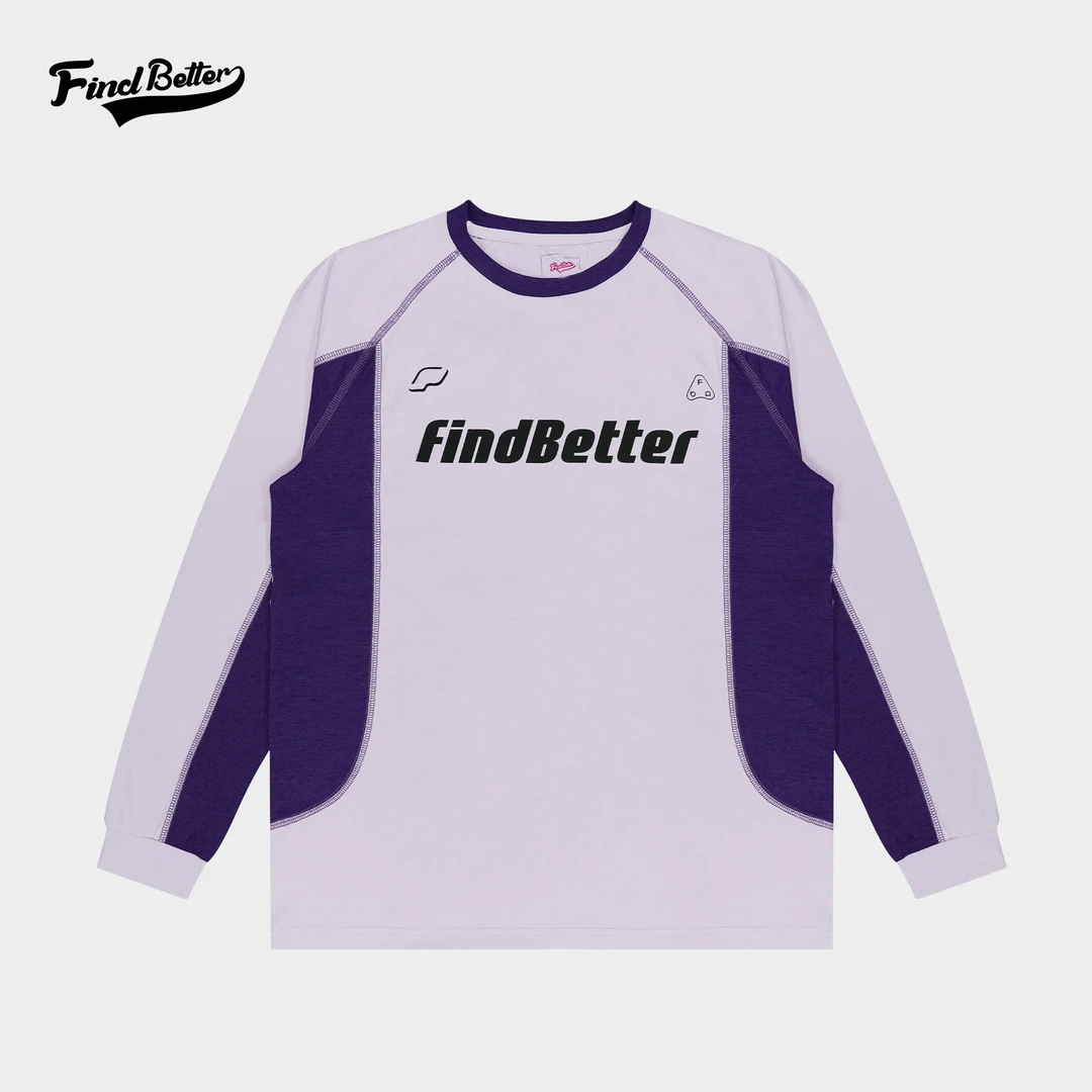 新款秋冬拼接撞色宽松透气运动户外休闲哈数线经典印花长袖-338