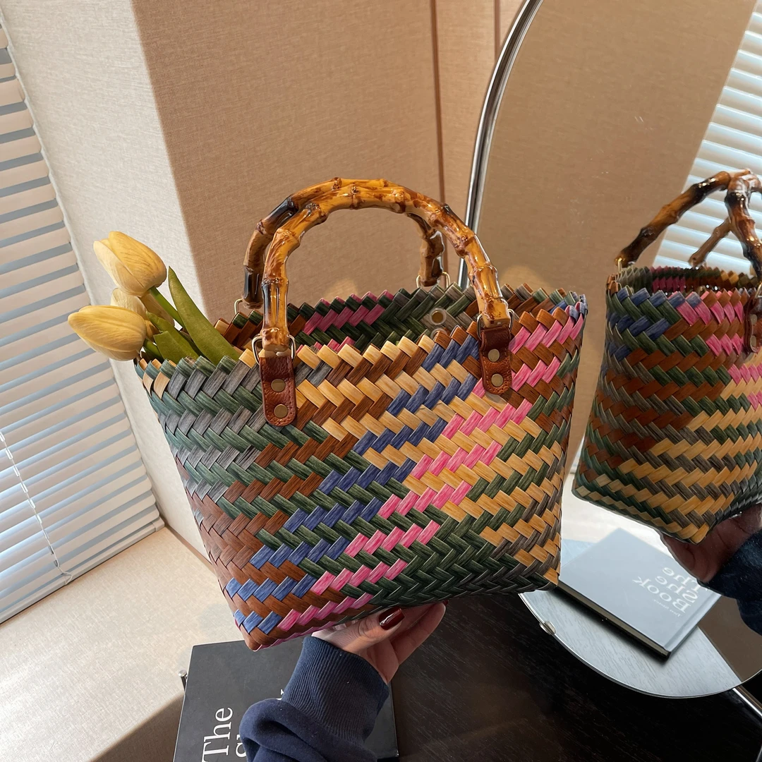 2025夏季新款包包女编织包时尚百搭手提包海边沙滩假日单肩包