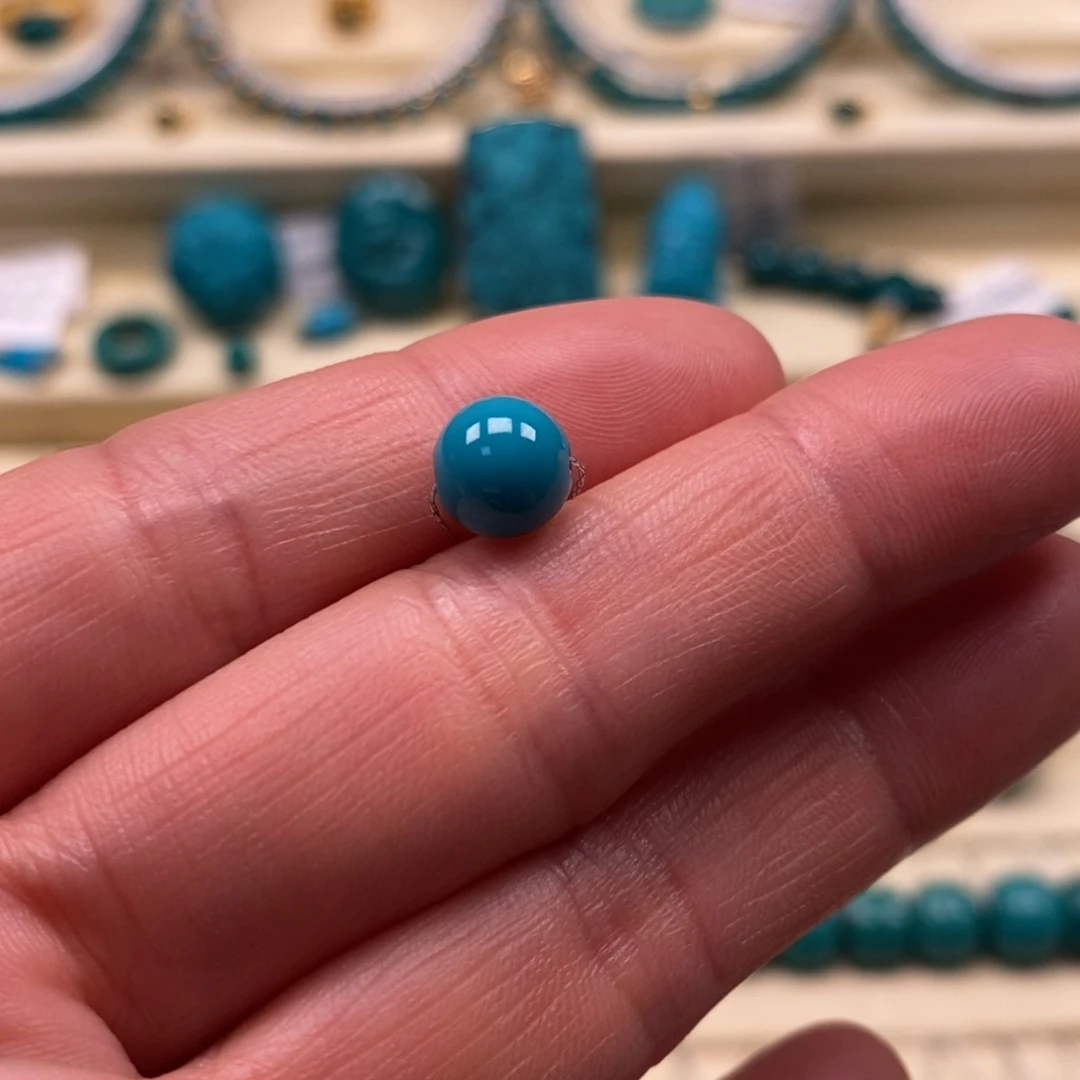 绿松石未镶嵌珠宝奇石直径7.5圆珠