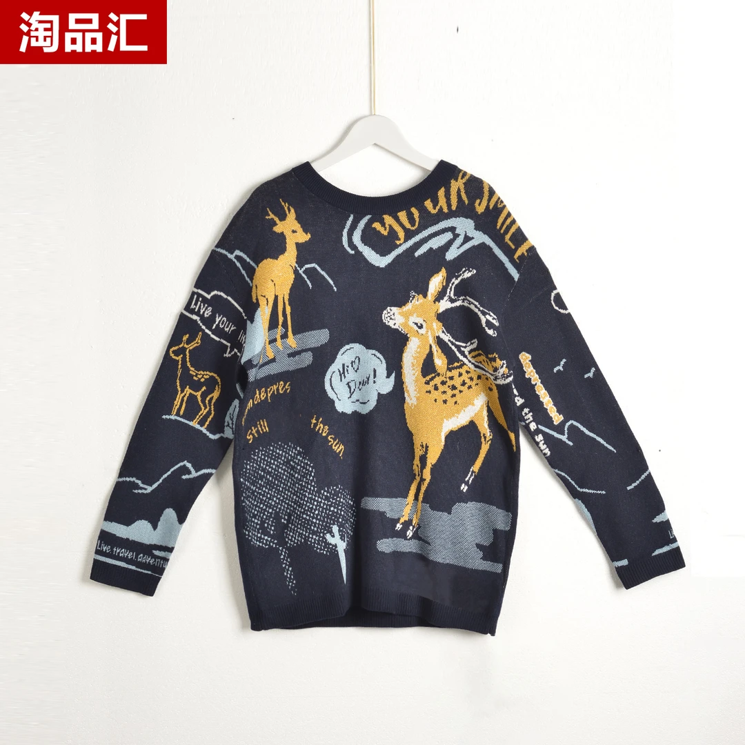 【Y专柜捡漏】中高端时尚女装DQB-针织衫7019-中世纪蓝大两码