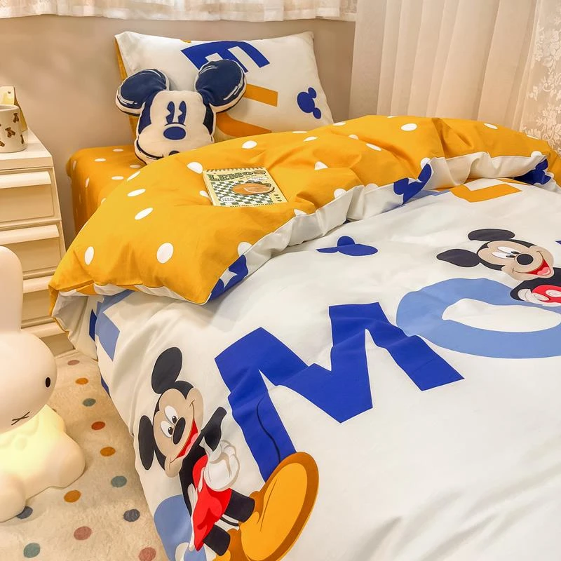 迪士尼纯棉四件套全棉被套罩床单床笠儿童卡通学生宿舍床品三件套