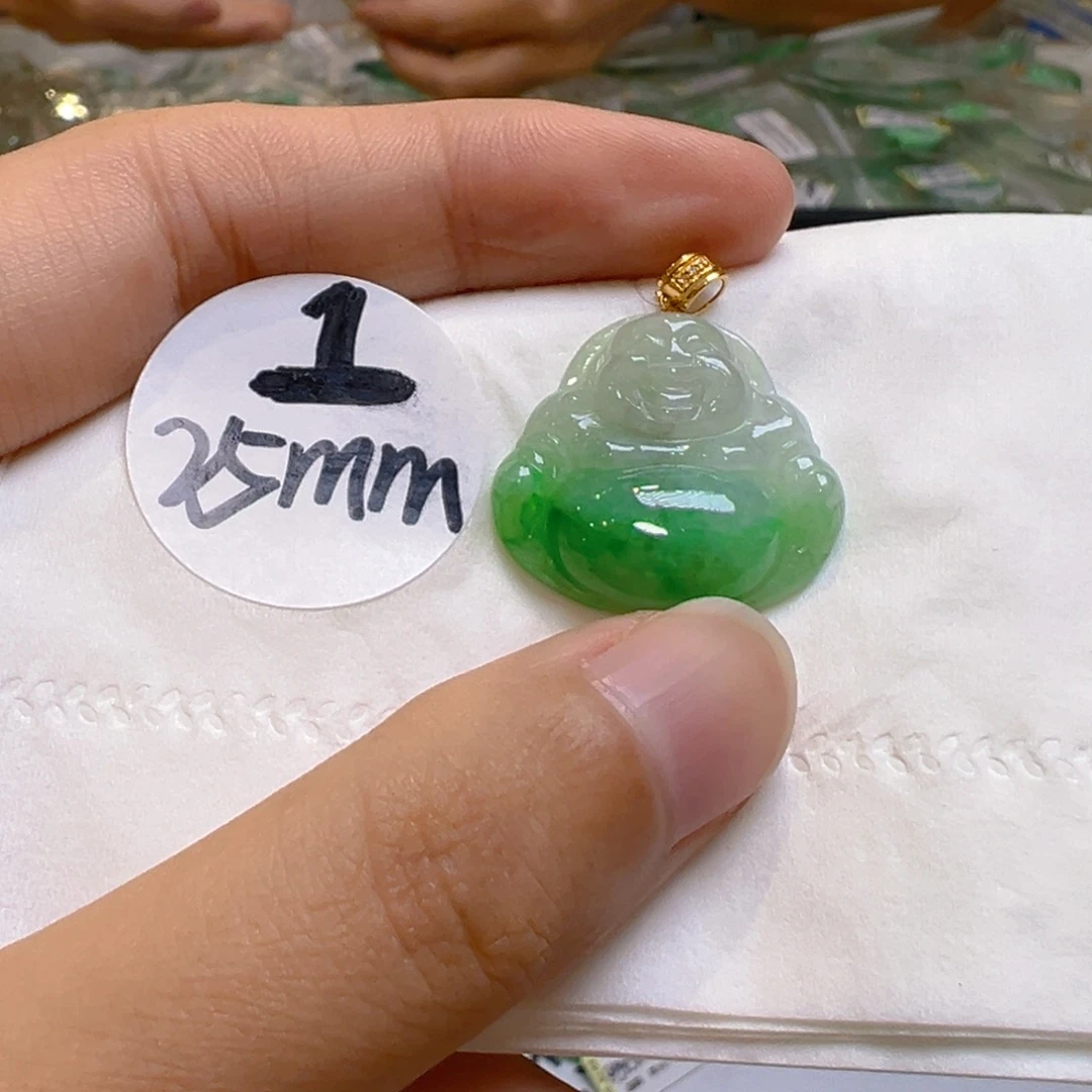 吊坠(不含链)18K金镶嵌翡翠