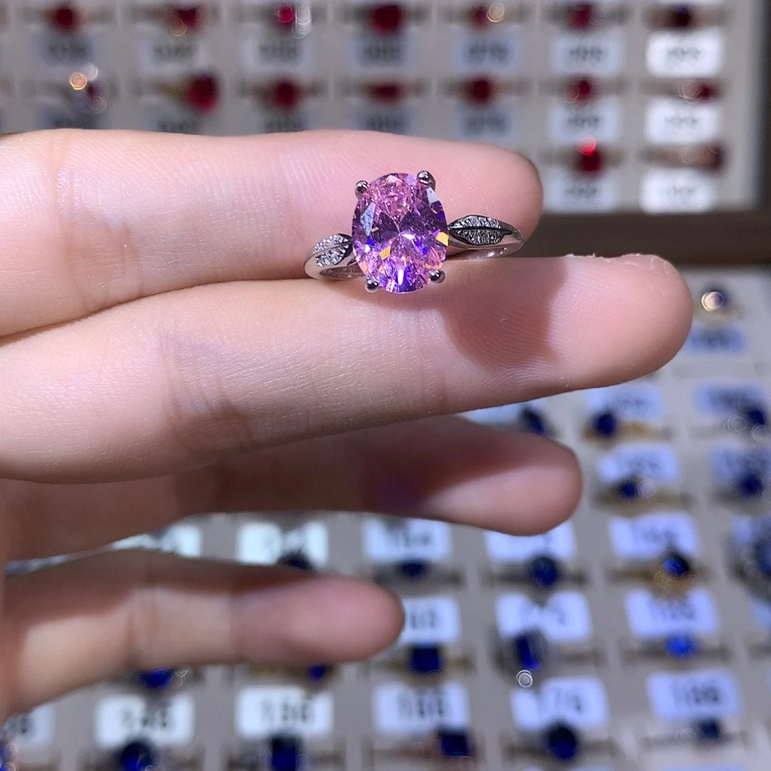 蓝宝石戒指银S925镶嵌银色810