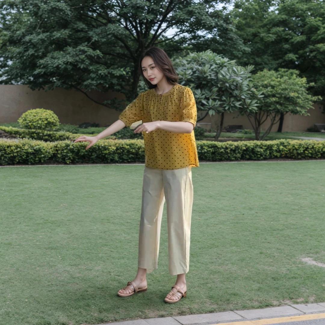 高级感超好看穿搭小个子时尚波点衬衫休闲九分裤夏季显瘦两件套