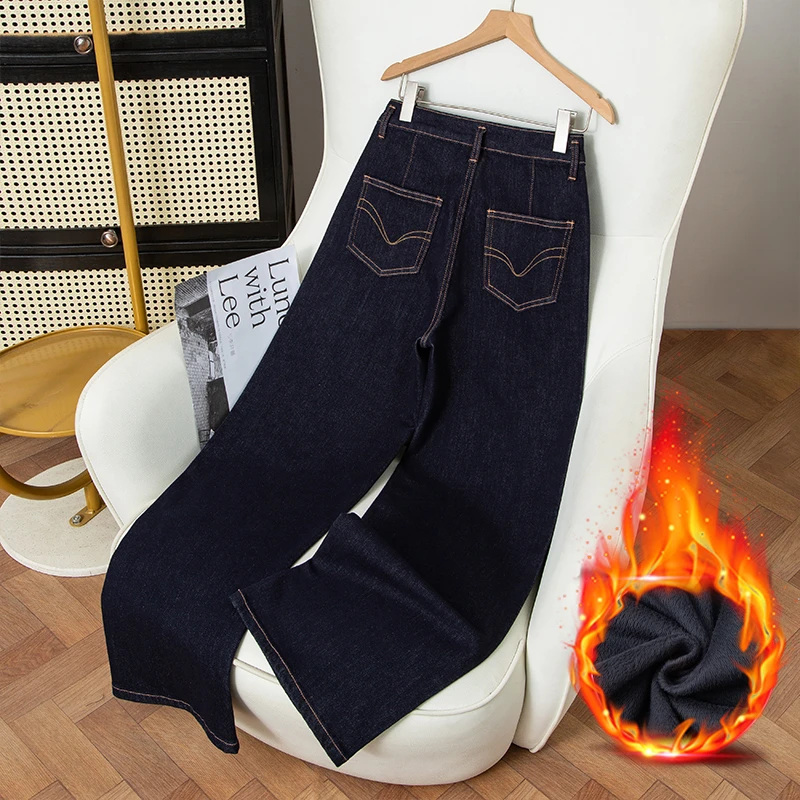9647丹宁蓝直筒牛仔裤女爆款2025新款秋装高腰显瘦垂顺裤子