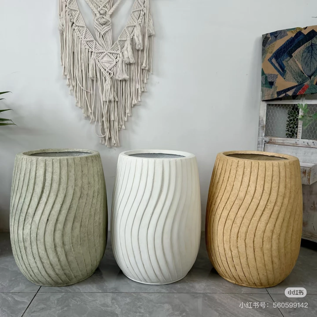 景观园林别墅大号镁泥花盆简约白色创意北欧阳台绿植客厅庭院摆件