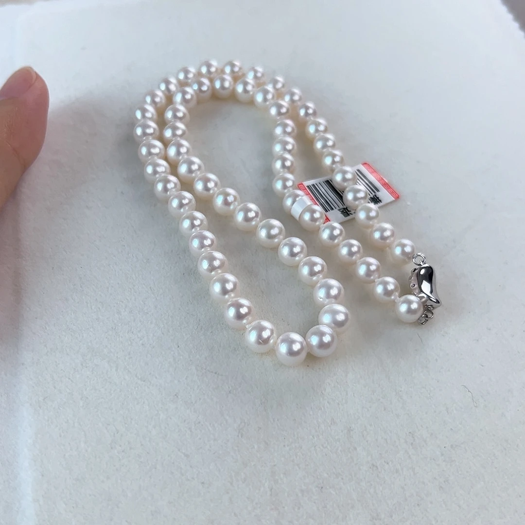淡水珍珠银S925镶嵌颈饰鲁*豆7-8淡水珍珠
