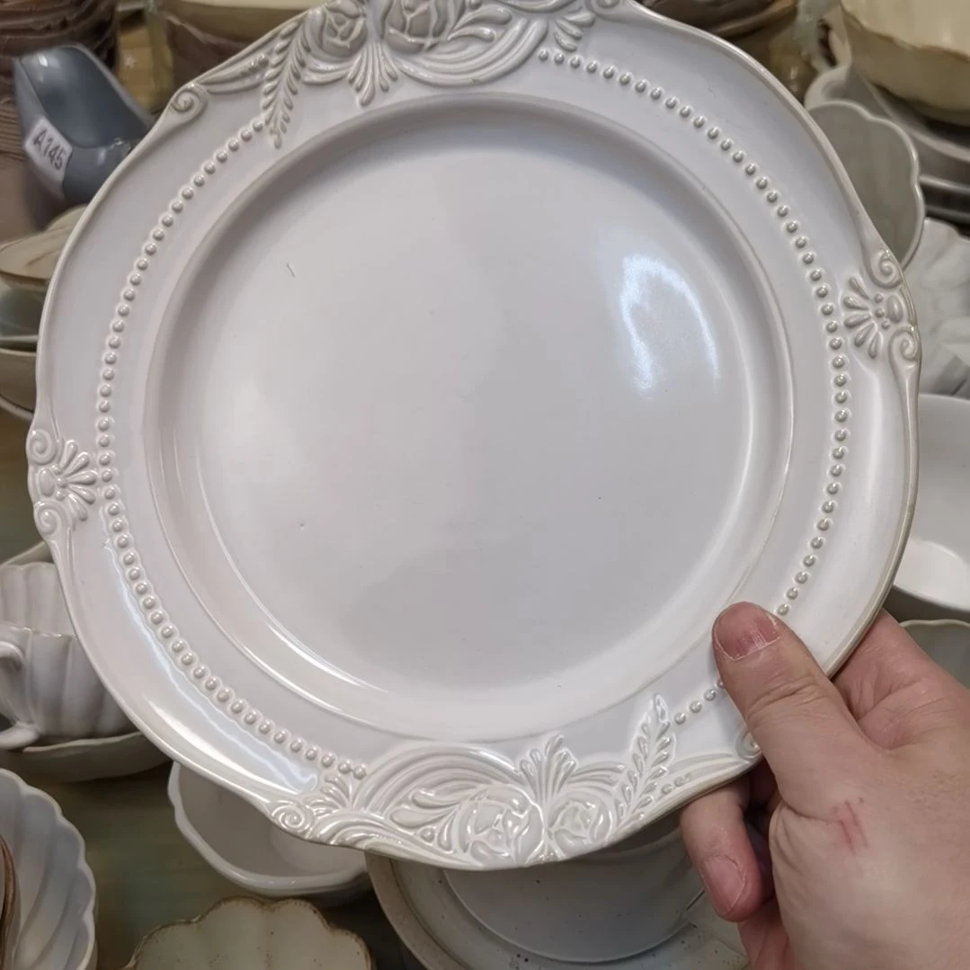 瓷片微瑕玫瑰十寸大盘两个一组