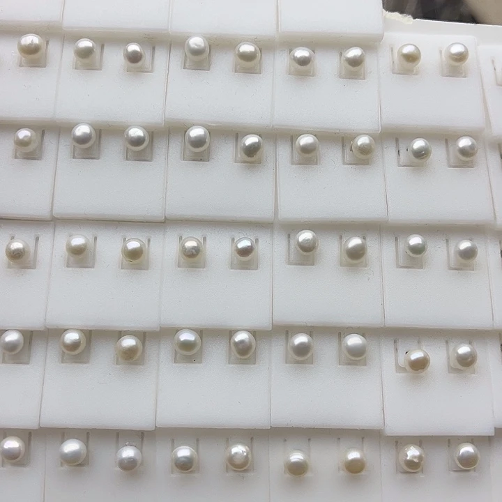 玛瑙/玉髓未镶嵌珠宝半成品3对6mm螺纹珍珠耳钉